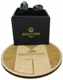 Number 4 Series Skultuna Cufflinks - Purple and green