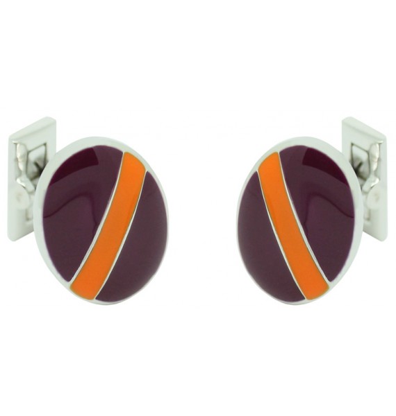 Gemelos de camisa banda de Skultuna en color morado y naranja