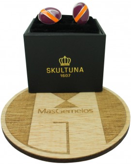 Gemelos para boda banda en color naranja y morado de Skultuna