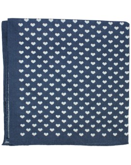 Pañuelo de bolsillo estampado con corazones en color azul y made in italy