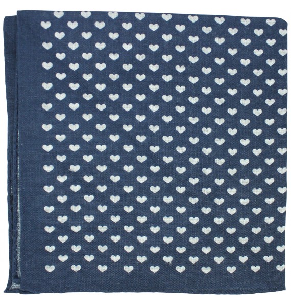 Pañuelo de bolsillo estampado con corazones en color azul y made in italy