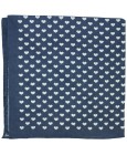 Navy blue pocket square with white printed hearts