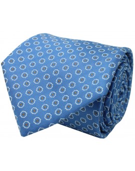 Blue tie with printed geometric figures