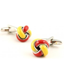 Red and Yellow Enamel Knot Cufflinks