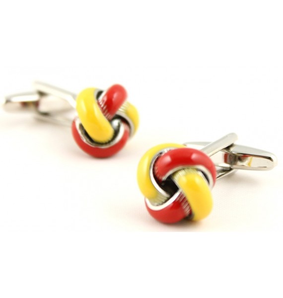 Red and Yellow Enamel Knot Cufflinks 