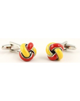 Red and Yellow Enamel Knot Cufflinks  2